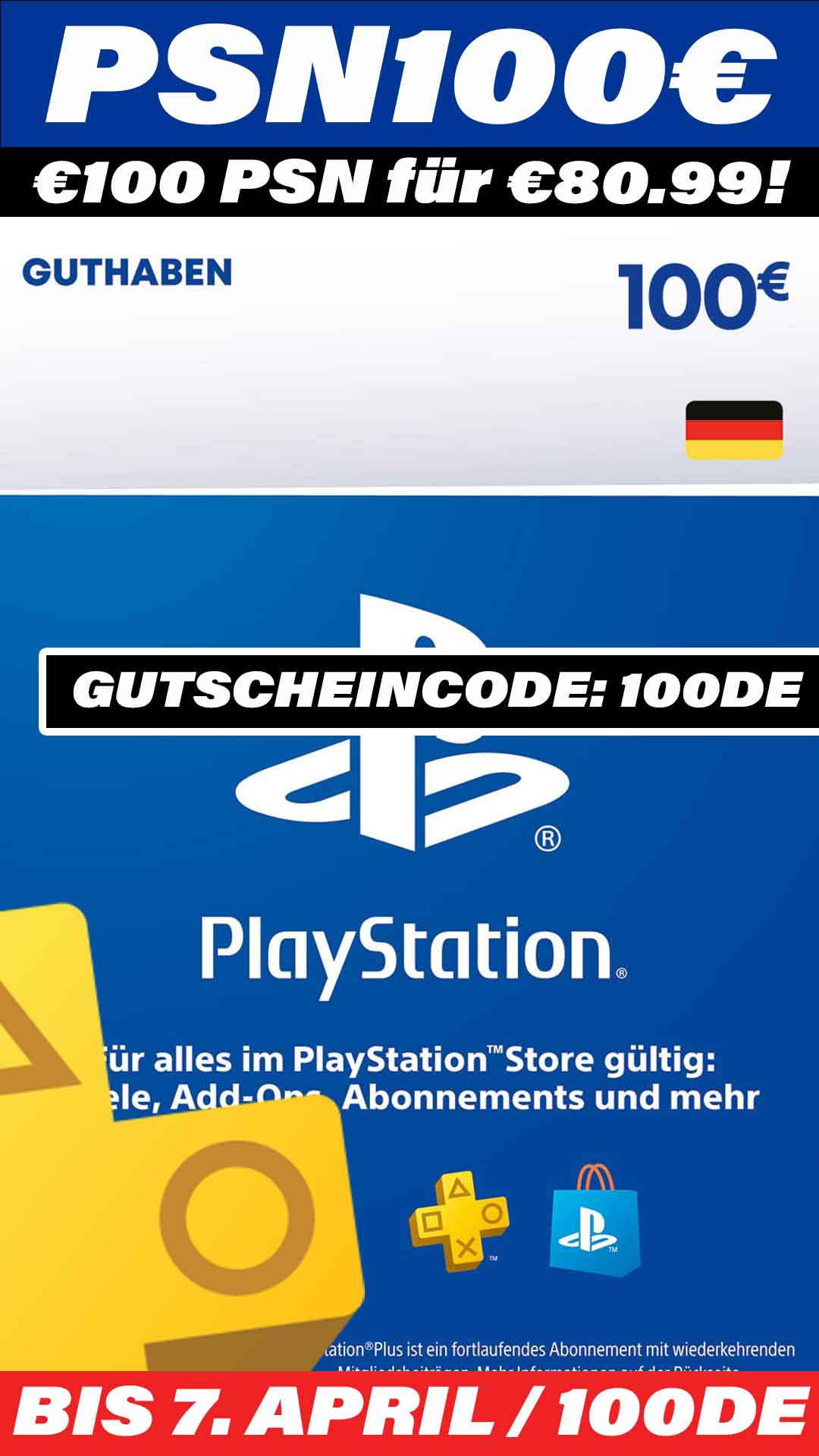 PSN 100€ für 81€ mit Gutscheincode | PSN CODES : 100DE | PSN Guthaben Karte | PlayStation Store Code